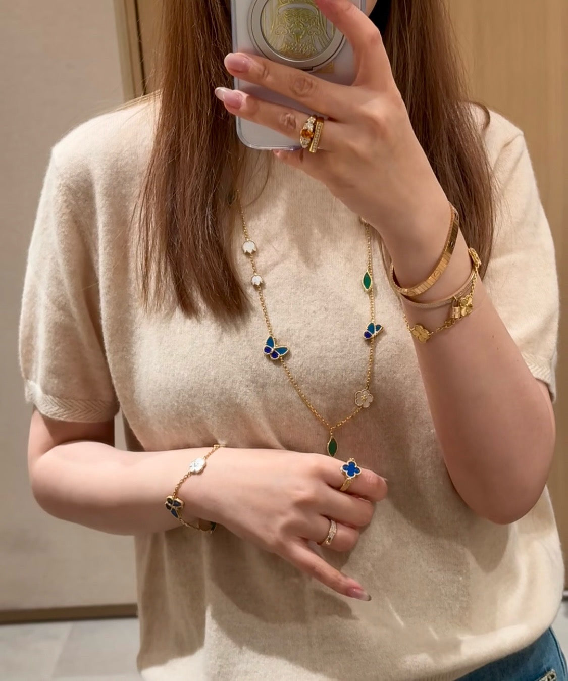 [LUXE]2026 NEW STYLE LUCKY SPRING BUTTERFLY 15 MOTIFS FLOWER NECKLACE